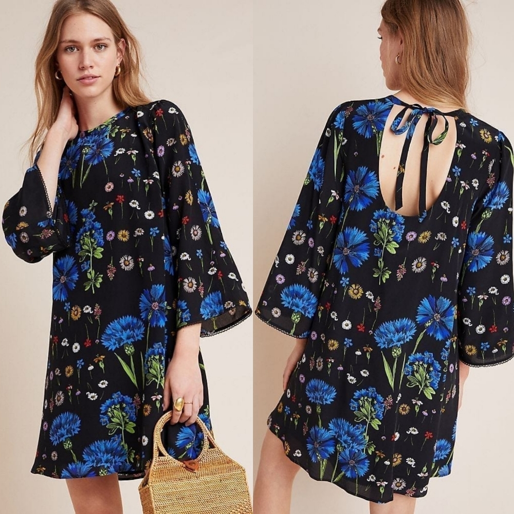 Anthropologie Silk Dress - Maeve Lucinda Silk Floral Tunic Dress